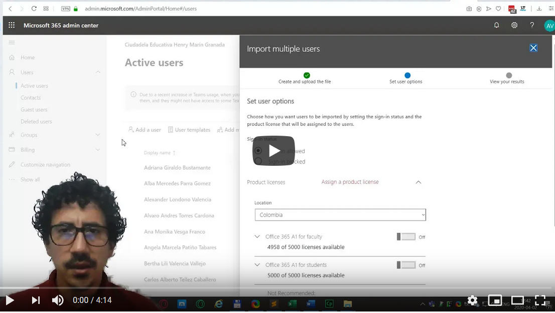 Como crear usuarios de Microsoft Office 365 – Importando desde Excel